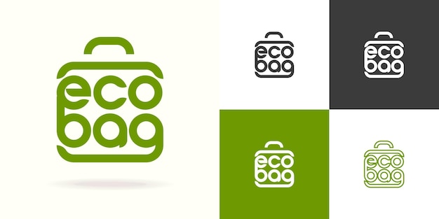 Eco tas logo bestaande uit boodschappentas groene kleur geïsoleerd op de achtergrond voor boerderij verse winkel natuurproduct markt veganistisch voedsel winkel biologisch product Vector 10 eps