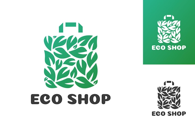 Eco tas logo bestaande uit boodschappentas groene kleur geïsoleerd op de achtergrond voor boerderij verse winkel natuurproduct markt veganistisch voedsel winkel biologisch product Vector 10 eps