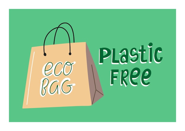 Vector eco tas plastic gratis concept hand getekende illustratie