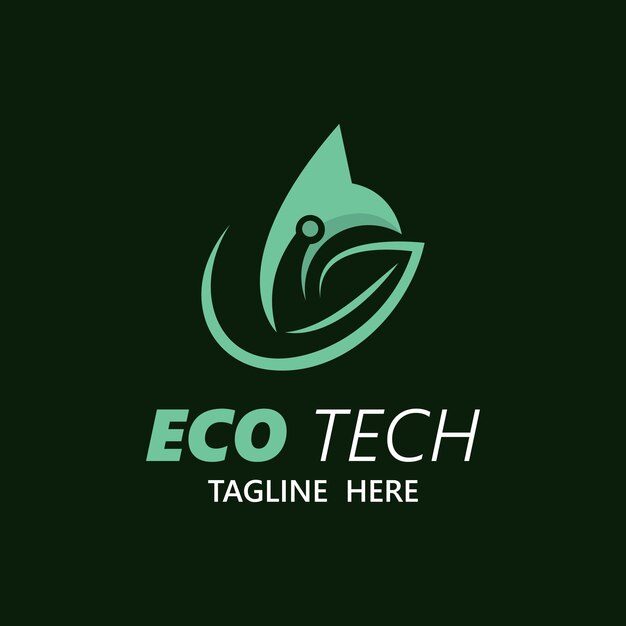 Vector eco technology business vector design modern nature technology logo with leaf and circuit tech minimalist vector illustration