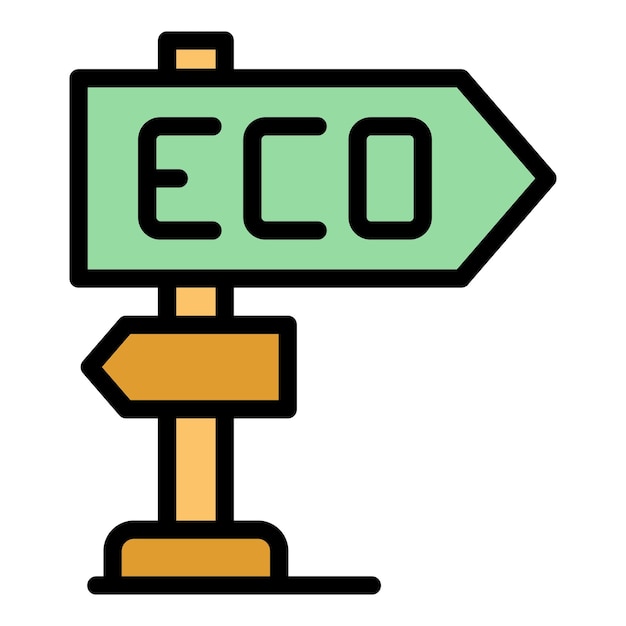 Eco tourism direction icon outline vector Travel people Walk forest color flat