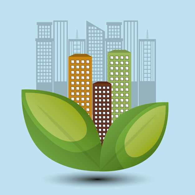 Vector eco town design environment icon