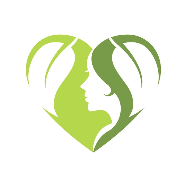 Eco vrouwen natuurlijk blad en mode zorg logo ontwerp sjabloon symbool groen