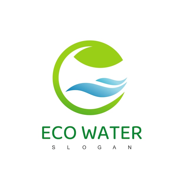 Eco water logo, natural, pure water logo design template