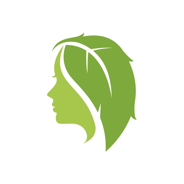 Eco women Natural leaf and fashion care logo design template symbol green