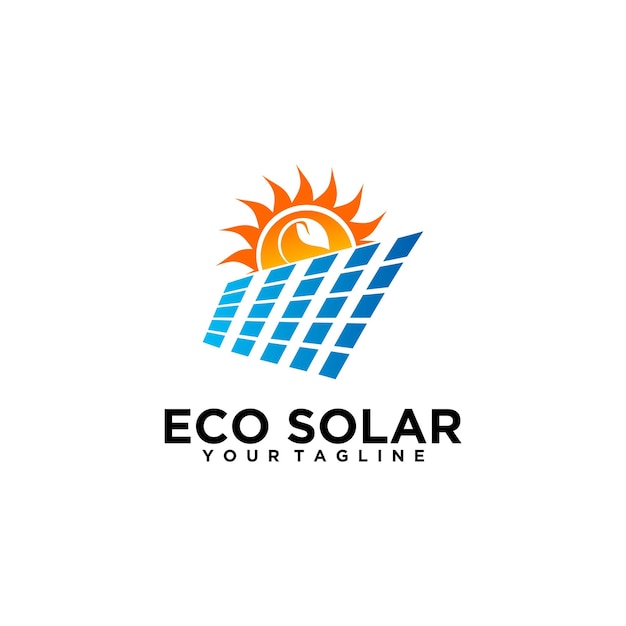 eco zonnepaneel energie vector logo ontwerp