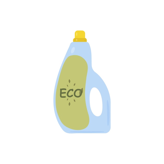 Vector ecocleaning nontoxic detergent bottle of household cleaner for cleaning flat vector