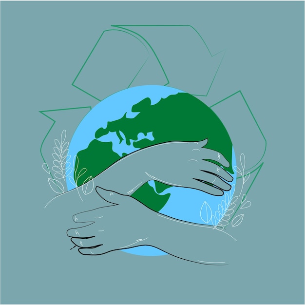 Ecoconsciousness hands of care embrace the planet