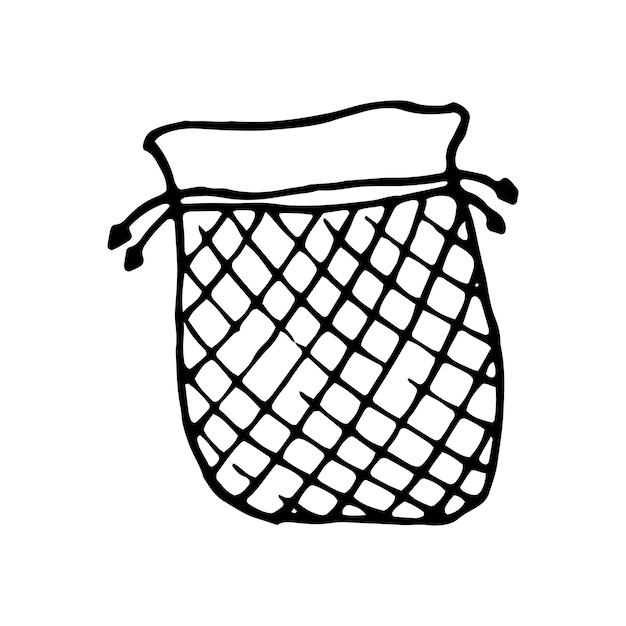 Мешок ECOcotton изолирован на белом фоне Мешок для приправ, специй и хлопьев Экологичный мешок Векторная иллюстрация в стиле Doodle