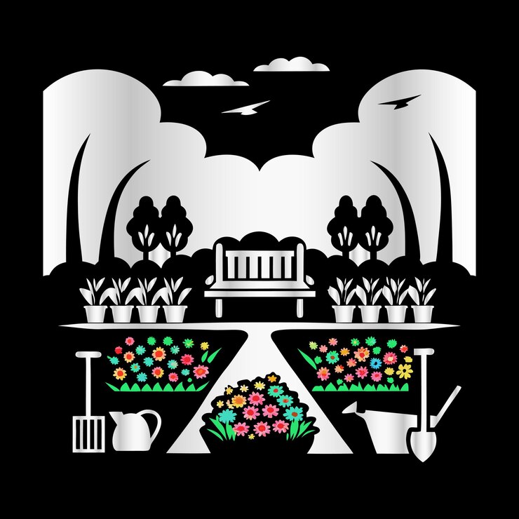 वेक्टर ecofriendly garden design logo minimal plant foliage icon for modern lawn amp trees