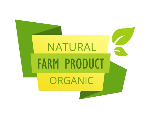 Вектор Экологичные гарантированные натуральные продукты продовольственный рынок ферма биологическая этикетка