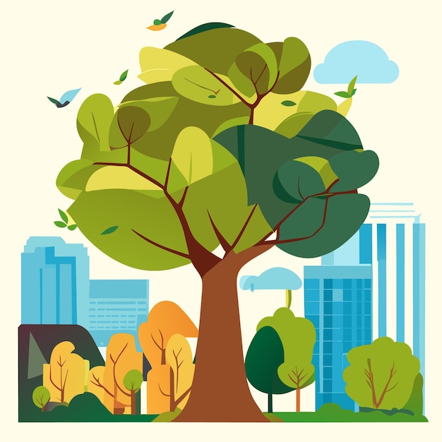 Vector ecofriendly tree planting vector concept digital illustrations