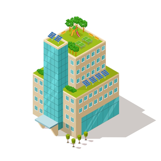 Ecologico dell'illustrazione della costruzione dell'appartamento o dell'hotel