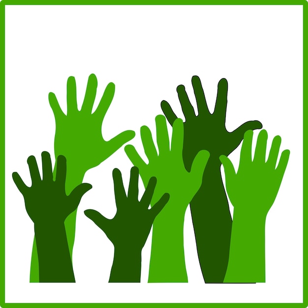 Ecological Green Hands Vector Sign Hands Up For Ecology Symbol