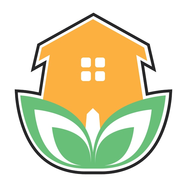 Экологический векторный шаблон логотипа теплицы. Простой логотип Natural Real Estate.