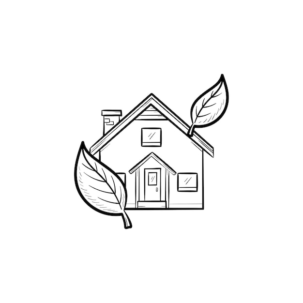 Vector ecological house hand drawn outline doodle icon