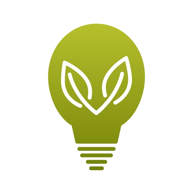 Lampadina ecologica. lampada verde con logo foglia. simbolo della lampada a risparmio energetico, icona. ecologico. simbolo di energia verde. vettore