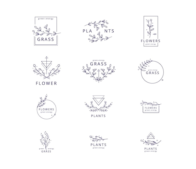 ecological organic vector logo set