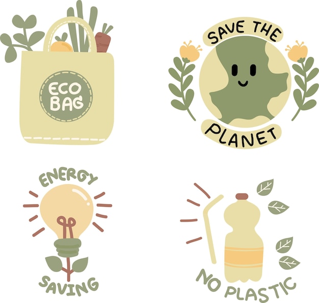 ecological sustainability concept cartoon eps
