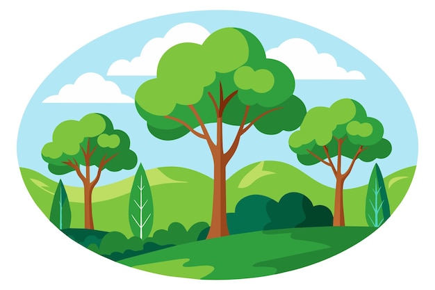 Ecologie bomen bossen ronde cirkel vector illustrraiton
