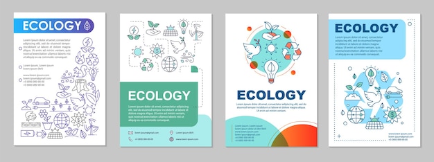 Ecologie brochure lay-out. Milieubescherming. Flyer, boekje, folder printontwerp met lineaire illustraties. Planeet redden. Vectorpaginalay-outs voor tijdschriften, jaarverslagen, reclameposters