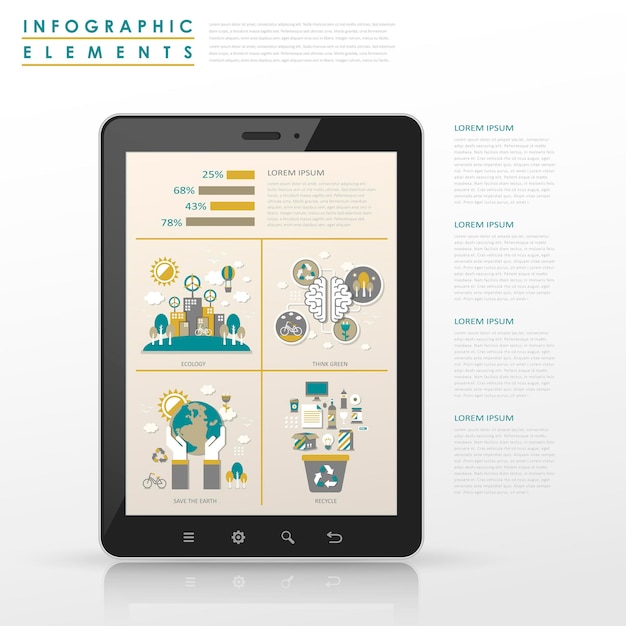 Ecologie concept infographic sjabloon met tabletelement