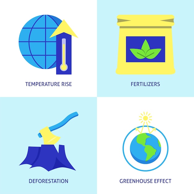 Ecologie en klimaatverandering icon set