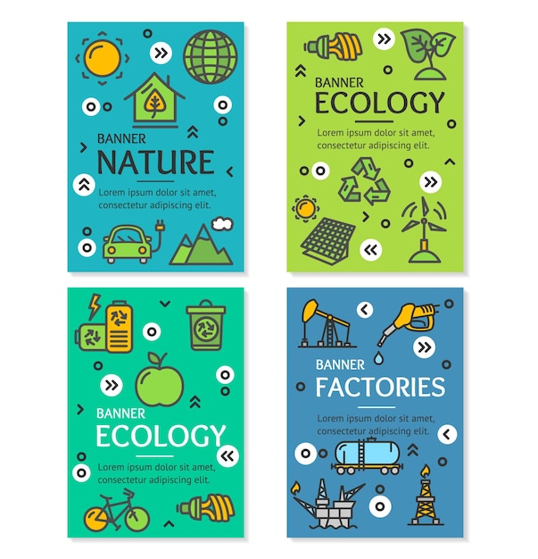 Ecologie Flyer Banner Posters Kaartenset Vector