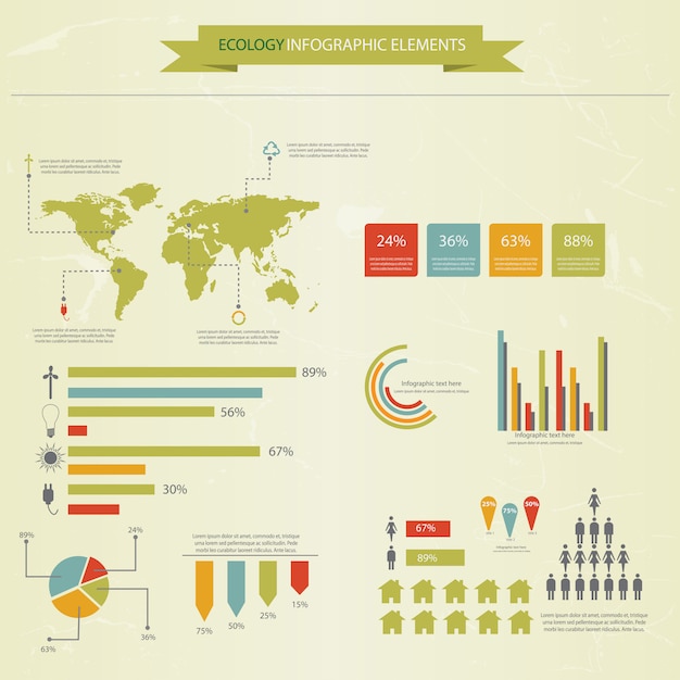 Ecologie infographics collectie, grafieken, symbolen, afbeelding.