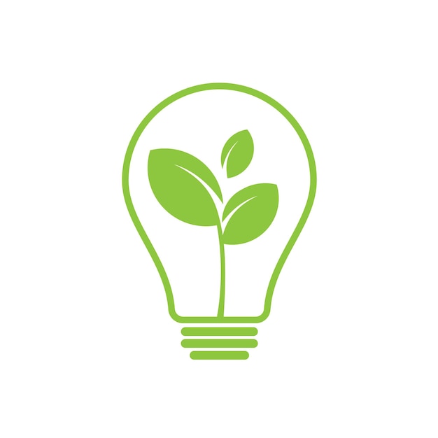 Ecologie lamp lamp met blad logo energiebesparende lamp symbool icoon Eco vriendelijk concept voor bedrijfslogo Eco wereld groen blad vector design