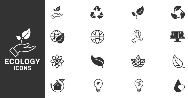 Vector ecologie lijn iconen set recycling environmental resource outline symbol bewerkbare stroke