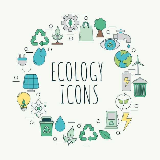 Vector ecologie pictogrammen kaart