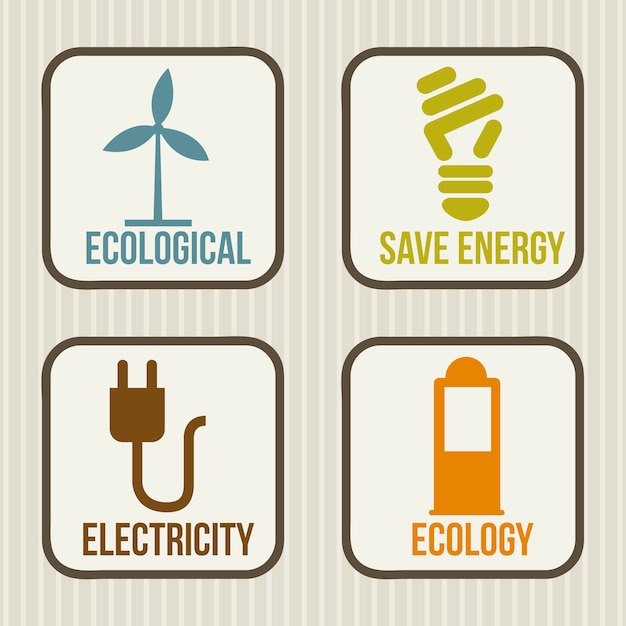 Ecologie pictogrammen over witte achtergrond vectorillustratie