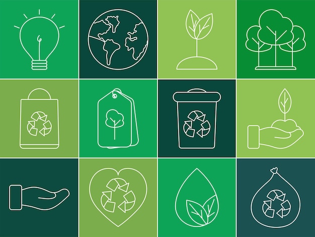 Vector ecologie symbolen icon set