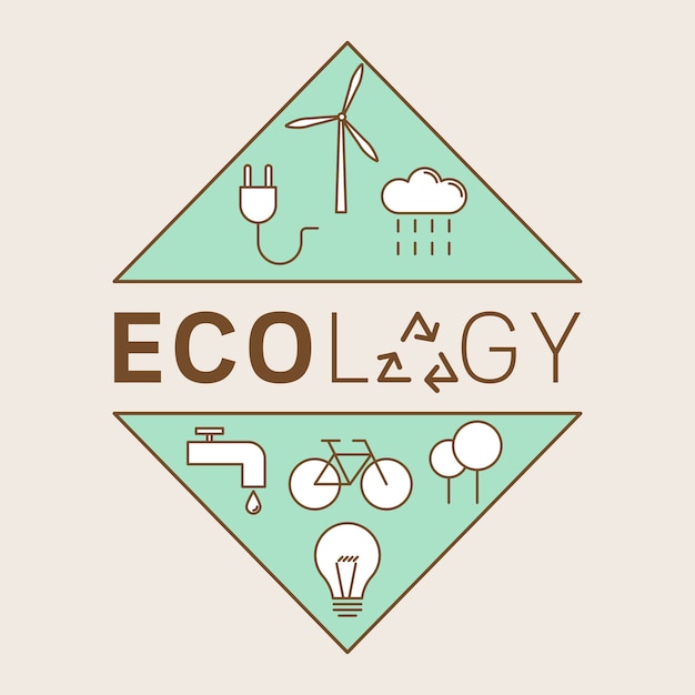 Vector ecologie woord met ecologie pictogrammen concept.