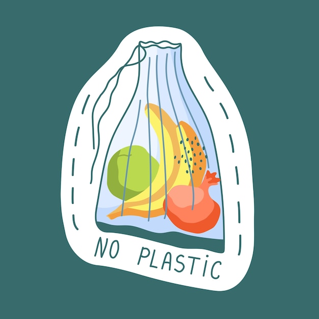 Vector ecologische sticker. heb je eigen tas. geen kunststof meer. milieubescherming.