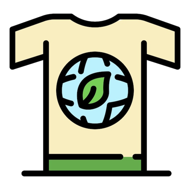 Вектор Икона рубашки эколога контур векторной иконы рубашки экологи цвета плоский изолированный