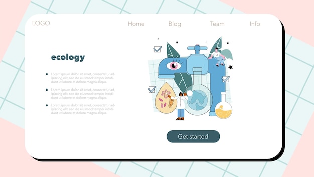 生態学者の Web バナーまたはランディング ページ自然を世話する科学者
