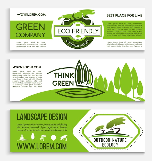 Вектор Шаблон экологического баннера для зеленого бизнес-дизайна