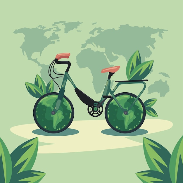 Bicicletta ecologica nelle mappe della terra