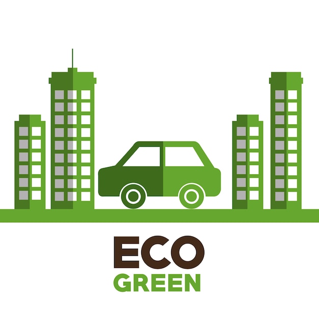 Progettazione dell'illustrazione di vettore dell'icona della città verde di ecologia