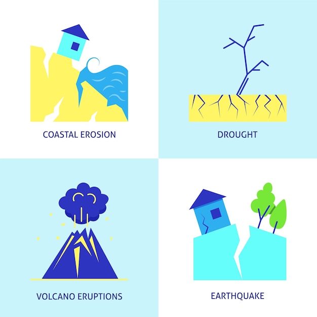 Ecology and climate change icon set