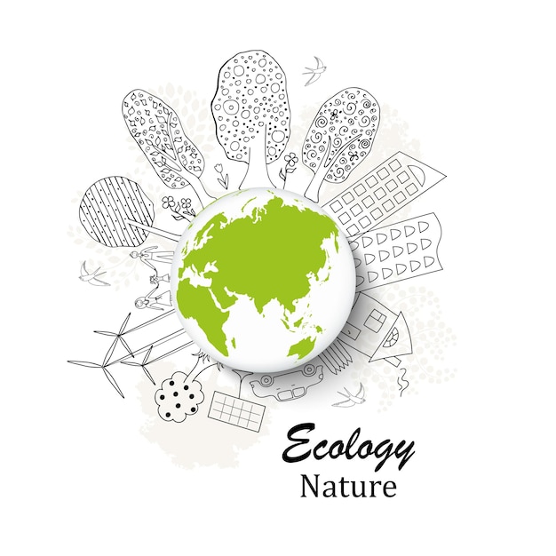 Vector ecology concept environmentally friendly world