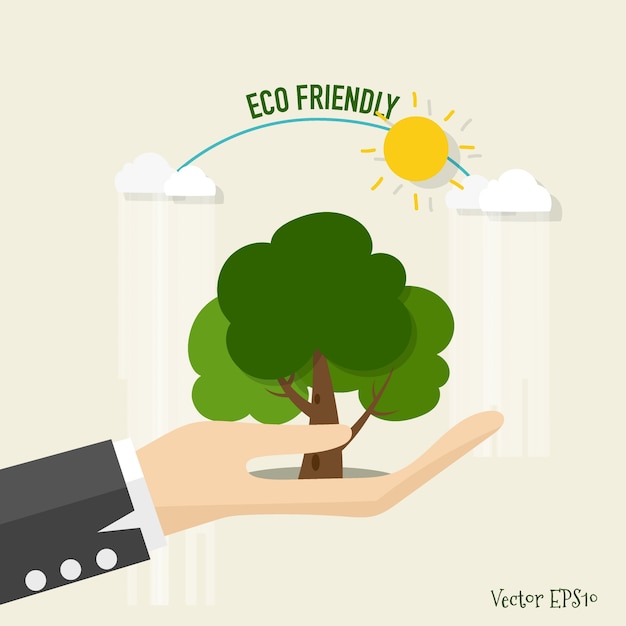 Ecology concept with tree background