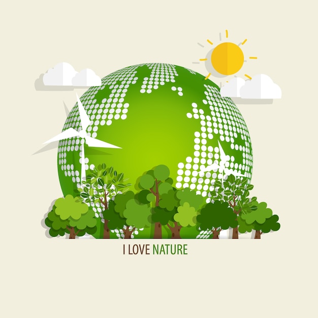 Vector ecology concept with tree background