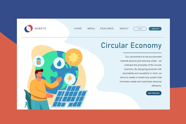 Ecology and eco friendly save earth planet solar panel energy flat illustration for landing page website vector illustration design