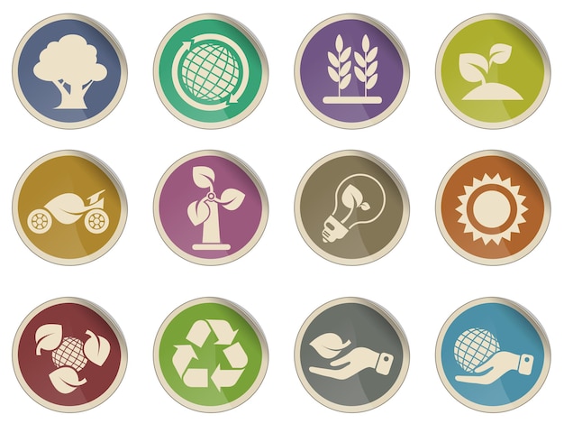 Vector ecology and energy industry icon set