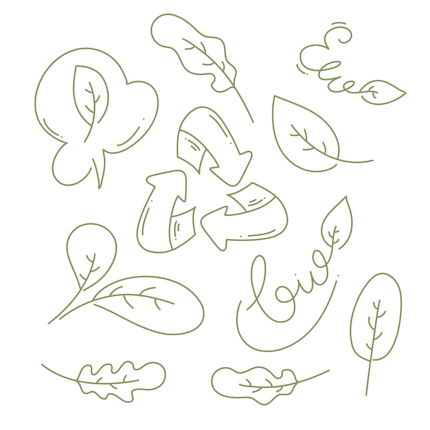 ecology environment resources bundle set with line doodle style for eco energy environment