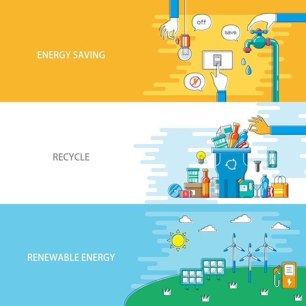 ベクトル エコロジーフラットデザインイラスト省エネ。リサイクルと再生可能エネルギー