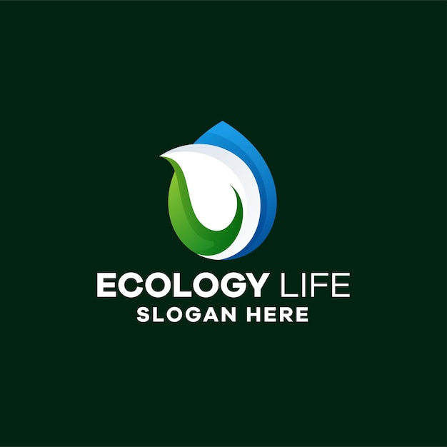 Modello di logo sfumato di ecologia